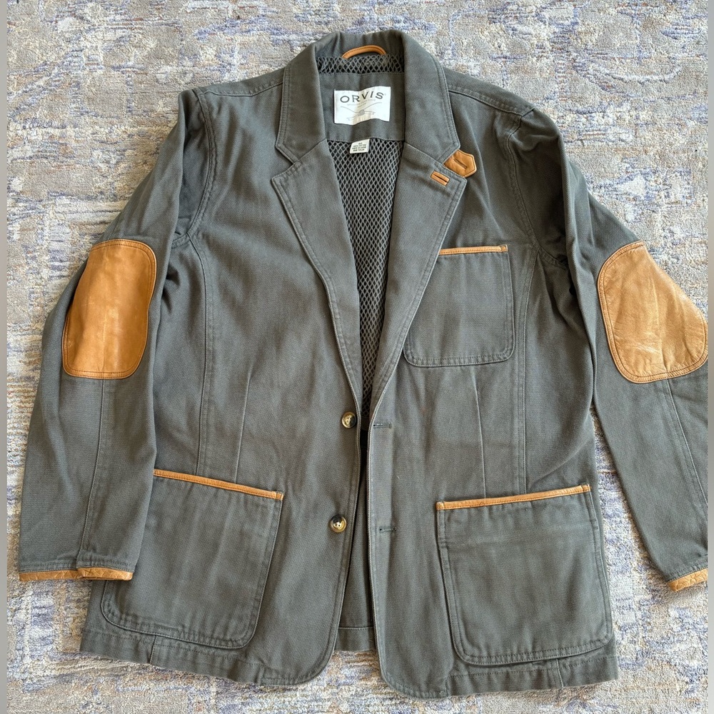 Orvis Green Jacket with Leather Accents